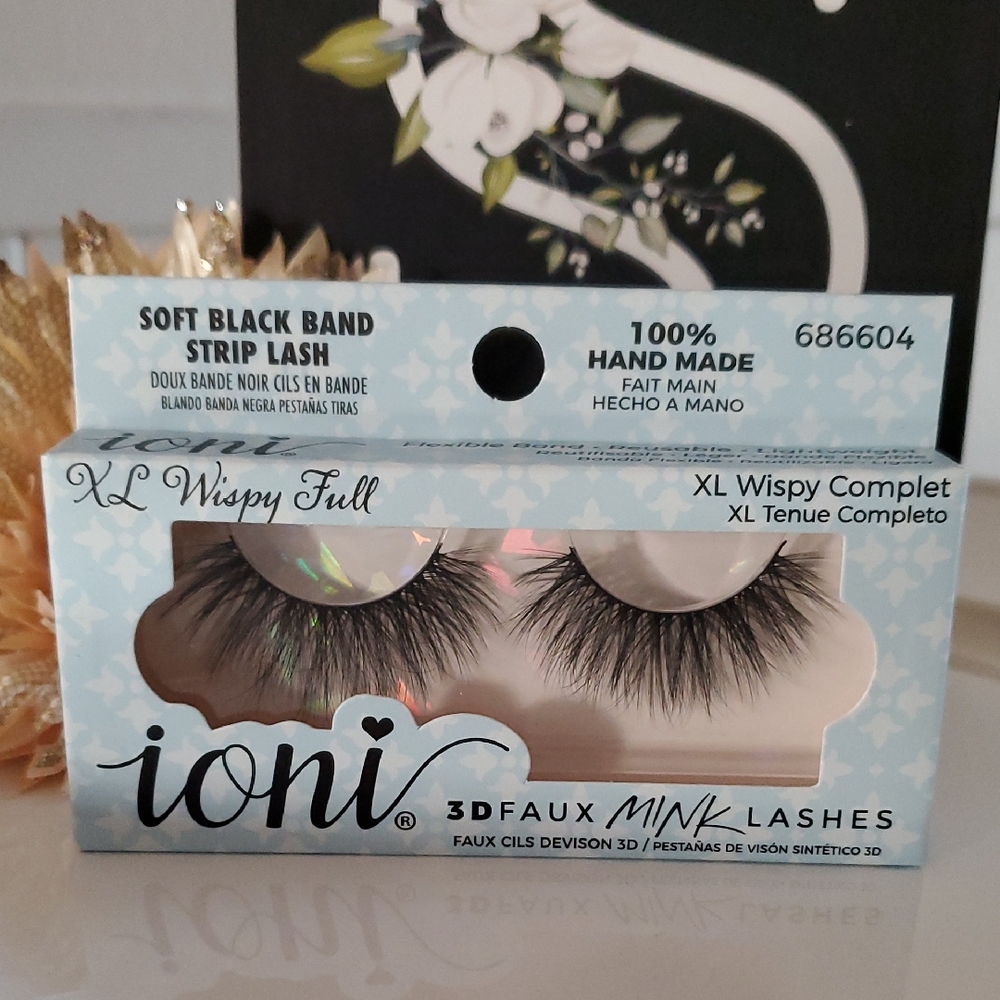 ioni XL Wispy Full 3D Faux Mink Lashes Black Band Handmade (☆6)
